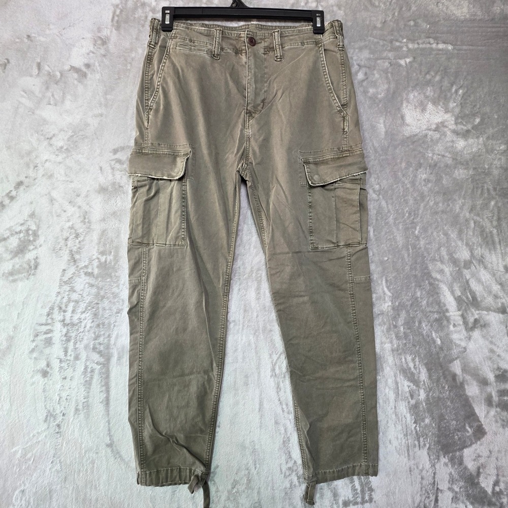 American Eagle Flex Cargo Pants Mens 32x32 Olive Green Utility Tapered Cuffs